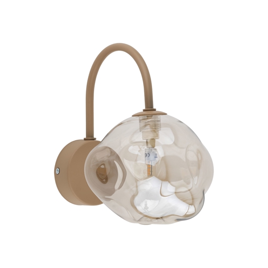 Applique da parete design tortora vetro sfera cognac
